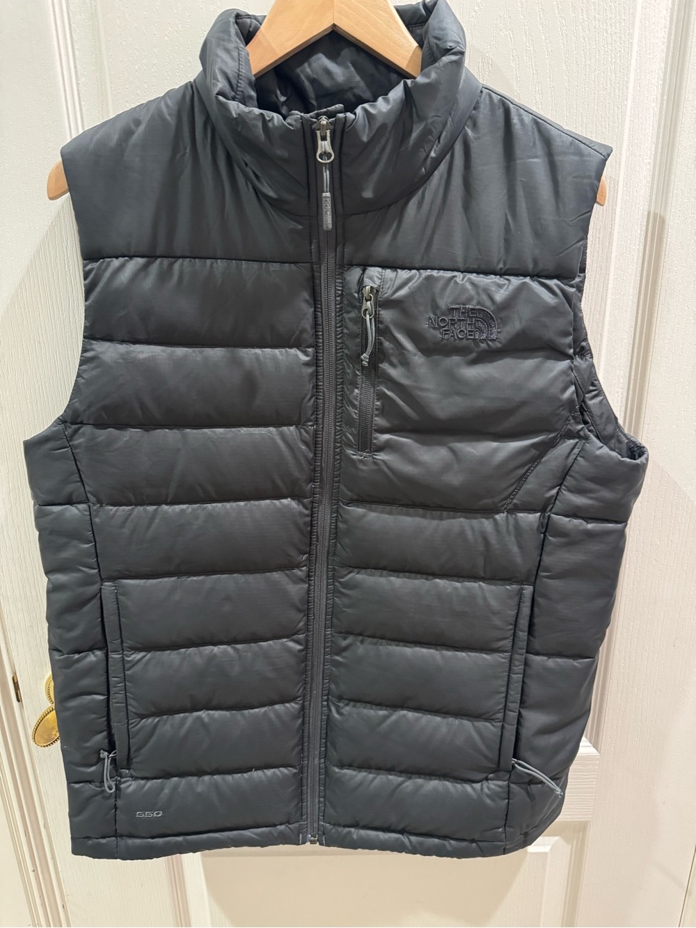 The North Face TNF Nupste 550 Goose Down Full Zip Puffer Vest Black size M